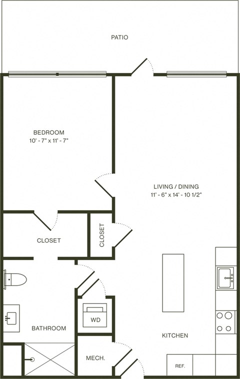 a floor plan of a house with a bedroom and a living room